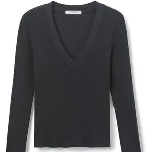 Perfect White Tee Viola Rib Long Sleeve Top XS